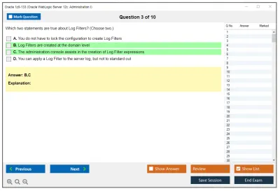 Oracle 1z0-133 Oracle WebLogic Server 12c: Administration I Practice test exam simulator test engine exam Prep practice test questions answers Image 3