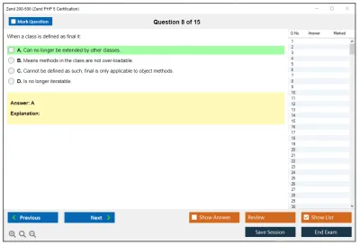 Zend 200-500 Zend PHP 5 Certification Practice test exam simulator test engine exam Prep practice test questions answers Image 8