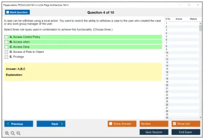 Pegasystems PEGACLSA74V1-A LSA Pega Architecture 74V1 Practice test exam simulator test engine exam Prep practice test questions answers Image 4