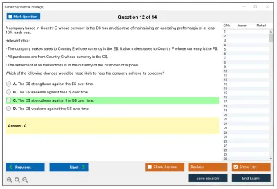 Cima F3 Financial Strategy Practice test exam simulator test engine exam Prep practice test questions answers Image 12