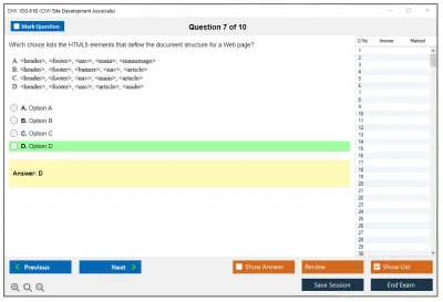 CIW 1D0-61B Site Development Associate Practice test exam simulator test engine exam Prep practice test questions answers Image 7