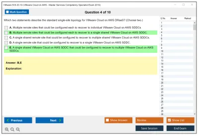 VMware 5V0-33.19 VMware Cloud on AWS - Master Services Competency Specialist Exam 2019 Practice test exam simulator test engine exam Prep practice test questions answers Image 4