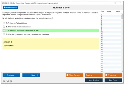 IBM C2010-530 IBM Maximo Asset Management V7.6 Infrastructure and Implementation Practice test exam simulator test engine exam Prep practice test questions answers Image 6