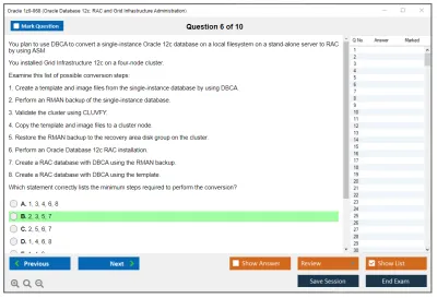 Oracle 1z0-068 Oracle Database 12c: RAC and Grid Infrastructure Administration Practice test exam simulator test engine exam Prep practice test questions answers Image 6