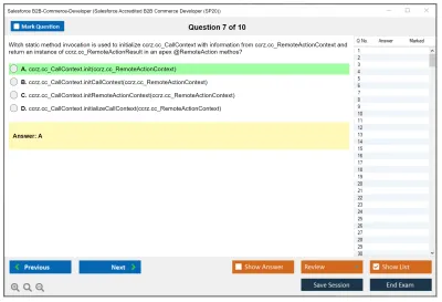 Salesforce B2B-Commerce-Developer Salesforce Accredited B2B Commerce Developer Practice test exam simulator test engine exam Prep practice test questions answers Image 7