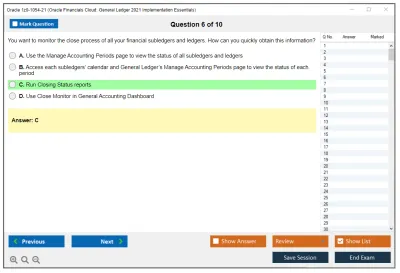 Oracle 1z0-1054-21 Oracle Financials Cloud: General Ledger 2021 Implementation Essentials Practice test exam simulator test engine exam Prep practice test questions answers Image 6