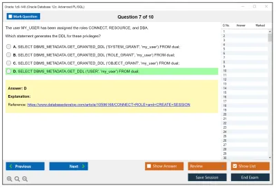 Oracle 1z0-148 Oracle Database 12c: Advanced PL/SQL Practice test exam simulator test engine exam Prep practice test questions answers Image 7