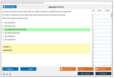 Microsoft 70-778 Analyzing and Visualizing Data with Microsoft Power BI Practice test exam simulator test engine exam Prep practice test questions answers Image 9