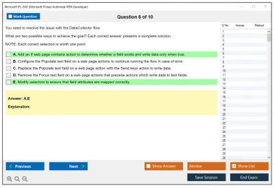 Microsoft PL-500 Microsoft Power Automate RPA Developer Practice test exam simulator test engine exam Prep practice test questions answers Image 6