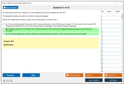 Avaya 31860X Avaya IX Calling Design Exam Practice test exam simulator test engine exam Prep practice test questions answers Image 5