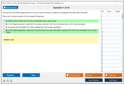 SAP C_BOWI_42 SAP Certified Application Associate - SAP BusinessObjects Web Intelligence 4.2 Practice test exam simulator test engine exam Prep practice test questions answers Image 1