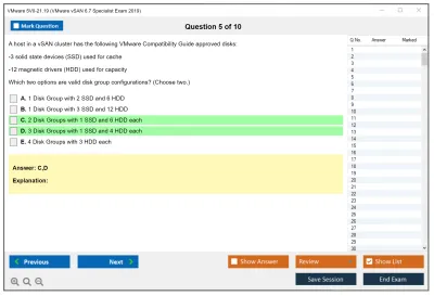 VMware 5V0-21.19 VMware vSAN 6.7 Specialist Exam 2019 Practice test exam simulator test engine exam Prep practice test questions answers Image 5