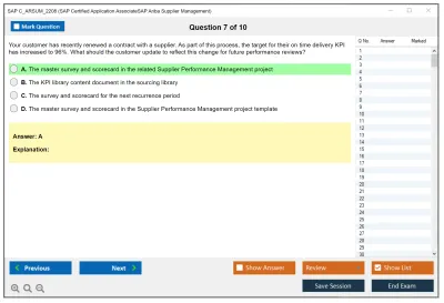 SAP C_ARSUM_2208 SAP Certified Application AssociateSAP Ariba Supplier Management Practice test exam simulator test engine exam Prep practice test questions answers Image 7
