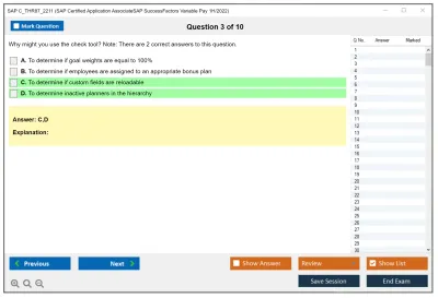 SAP C_THR87_2211 SAP Certified Application AssociateSAP SuccessFactors Variable Pay 1H/2022 Practice test exam simulator test engine exam Prep practice test questions answers Image 3
