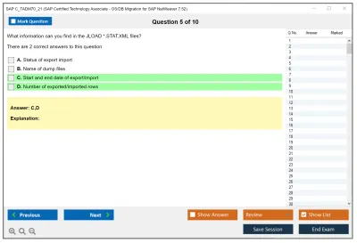 SAP C_TADM70_21 SAP Certified Technology Associate - OS/DB Migration for SAP NetWeaver 7.52 Practice test exam simulator test engine exam Prep practice test questions answers Image 5