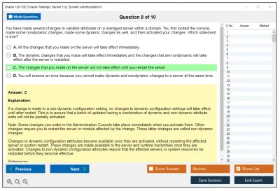 Oracle 1z0-102 Oracle Weblogic Server 11g: System Administration I Practice test exam simulator test engine exam Prep practice test questions answers Image 8