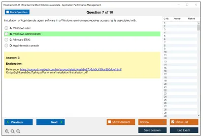 Riverbed 401-01 Riverbed Certified Solutions Associate - Application Performance Management Practice test exam simulator test engine exam Prep practice test questions answers Image 7