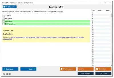 Splunk SPLK-1003 Splunk Enterprise Certified Admin Practice test exam simulator test engine exam Prep practice test questions answers Image 4