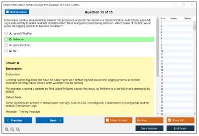 UiPath UiPath-ARDv1 UiPath Advanced RPA Developer v1.0 Exam (UiARD) Practice test exam simulator test engine exam Prep practice test questions answers Image 13