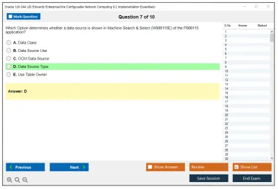 Oracle 1z0-344 JD Edwards EnterpriseOne Configurable Network Computing 9.2 Implementation Essentials Practice test exam simulator test engine exam Prep practice test questions answers Image 7