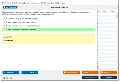 SAP P_C4HCD_1905 SAP Certified Development Professional - SAP Commerce Cloud 1905 Developer Practice test exam simulator test engine exam Prep practice test questions answers Image 10