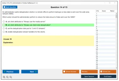 Veritas VCS-278 Administration of Veritas NetBackup 8.1.2 Practice test exam simulator test engine exam Prep practice test questions answers Image 14