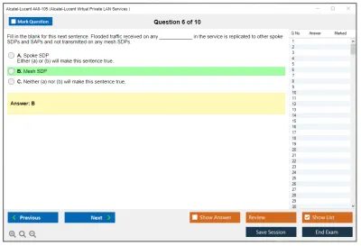 Alcatel-Lucent 4A0-105 Nokia Virtual Private LAN Services Practice test exam simulator test engine exam Prep practice test questions answers Image 6