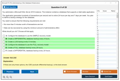 Microsoft 70-764 Administering a SQL Database Infrastructure Practice test exam simulator test engine exam Prep practice test questions answers Image 8