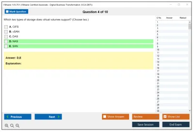 VMware 1V0-701 VMware Certified Associate - Digital Business Transformation (VCA-DBT) Practice test exam simulator test engine exam Prep practice test questions answers Image 4