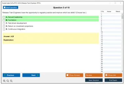 Scaled Agile SAFe-RTE SAFe Release Train Engineer (RTE) Practice test exam simulator test engine exam Prep practice test questions answers Image 5