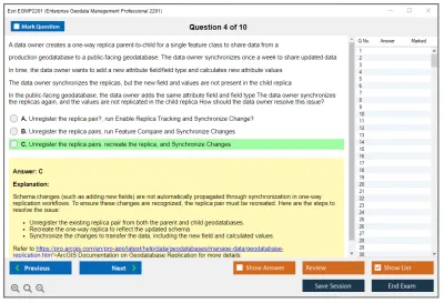 Esri EGMP2201 Enterprise Geodata Management Professional 2201 Practice test exam simulator test engine exam Prep practice test questions answers Image 4