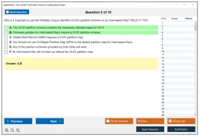 Apple MAC-16A ACMT 2016 Mac Service Certification Exam Practice test exam simulator test engine exam Prep practice test questions answers Image 5