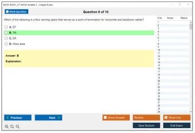 BICSI INSTC_V7 BICSI Installer 2 - Copper Exam Practice test exam simulator test engine exam Prep practice test questions answers Image 8