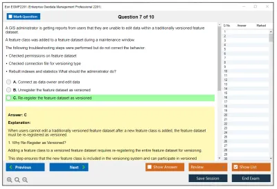 Esri EGMP2201 Enterprise Geodata Management Professional 2201 Practice test exam simulator test engine exam Prep practice test questions answers Image 7