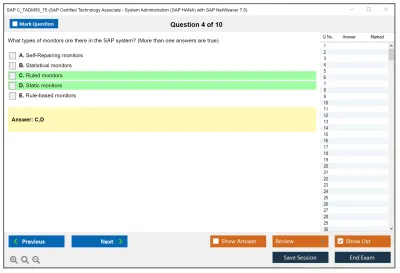 SAP C_TADM55_75 SAP Certified Technology Associate - System Administration (SAP HANA) with SAP NetWeaver 7.5 Practice test exam simulator test engine exam Prep practice test questions answers Image 4
