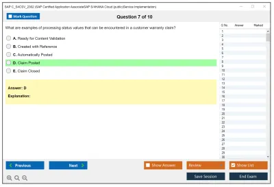 SAP C_S4CSV_2302 SAP Certified Application AssociateSAP S/4HANA Cloud (public)Service Implementation Practice test exam simulator test engine exam Prep practice test questions answers Image 7
