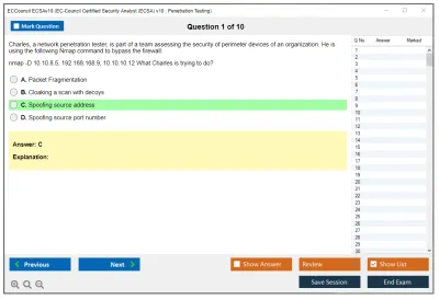 ECCouncil ECSAv10 EC-Council Certified Security Analyst (ECSA) v10 : Penetration Testing Practice test exam simulator test engine exam Prep practice test questions answers Image 1