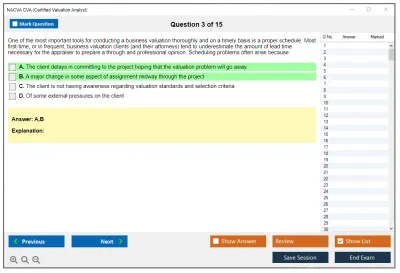 NACVA CVA Certified Valuation Analyst Practice test exam simulator test engine exam Prep practice test questions answers Image 3