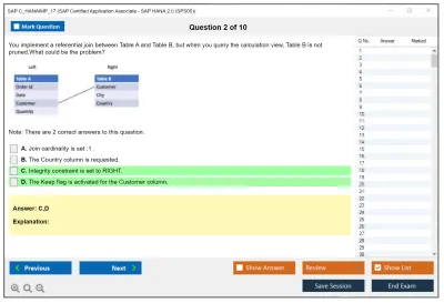 SAP C_HANAIMP_17 SAP Certified Application Associate - SAP HANA 2.0 (SPS05) Practice test exam simulator test engine exam Prep practice test questions answers Image 2