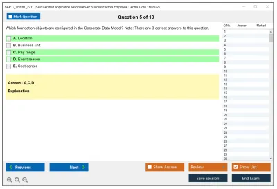 SAP C_THR81_2211 SAP Certified Application AssociateSAP SuccessFactors Employee Central Core 1H/2022 Practice test exam simulator test engine exam Prep practice test questions answers Image 5