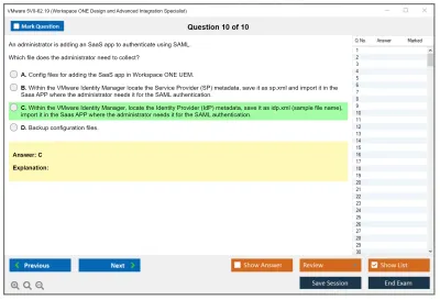 VMware 5V0-62.19 Workspace ONE Design and Advanced Integration Specialist Practice test exam simulator test engine exam Prep practice test questions answers Image 10