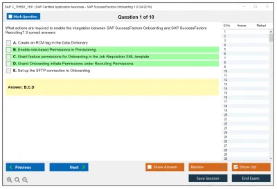 SAP C_THR91_1811 SAP Certified Application Associate - SAP SuccessFactors Onboarding 1.0 Q4/2018 Practice test exam simulator test engine exam Prep practice test questions answers Image 1