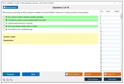 SAP C_HANAIMP_18 SAP Certified Application Associate - SAP HANA 2.0 SPS06 Practice test exam simulator test engine exam Prep practice test questions answers Image 2