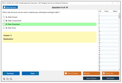 SAP C_TFG50_2011 SAP Certified Application Associate - SAP Fieldglass Services and External Workforce Practice test exam simulator test engine exam Prep practice test questions answers Image 9
