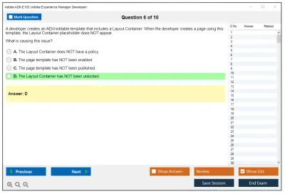 Adobe AD0-E103 Adobe Experience Manager Developer Practice test exam simulator test engine exam Prep practice test questions answers Image 6