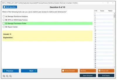 SAP C_THR96_2211 SAP Certified Application AssociateSAP SuccessFactors Workforce Analytics Technical Consultant 1H/2022 Practice test exam simulator test engine exam Prep practice test questions answers Image 6