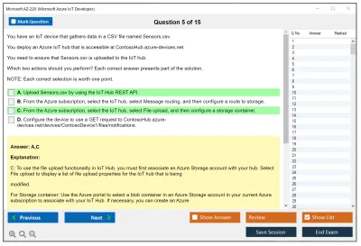 Microsoft AZ-220 Microsoft Azure IoT Developer Practice test exam simulator test engine exam Prep practice test questions answers Image 5