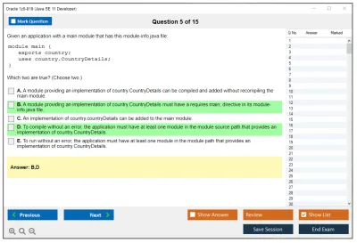 Oracle 1z0-819 Java SE 11 Developer Practice test exam simulator test engine exam Prep practice test questions answers Image 5