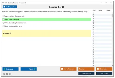 AFP CTP Certified Treasury Professional Practice test exam simulator test engine exam Prep practice test questions answers Image 4
