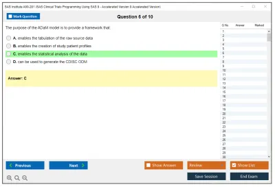 SAS Institute A00-281 SAS Clinical Trials Programming Using SAS 9 - Accelerated Version 9 Accelerated Version Practice test exam simulator test engine exam Prep practice test questions answers Image 6